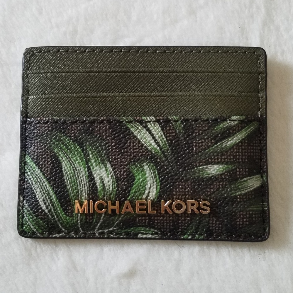 MICHAEL Michael Kors Green and Black Card Holder